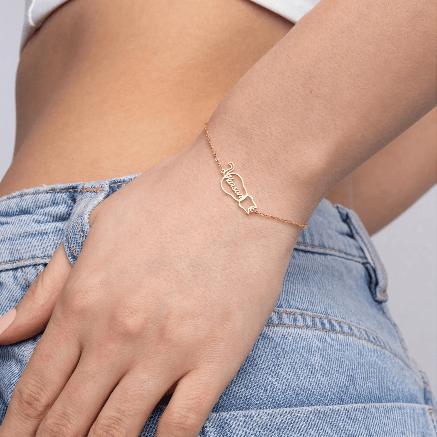 Pulsera personalizada con nombre de gato