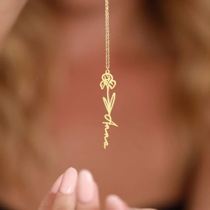 Collar personalizado con nombre y flor natalicia