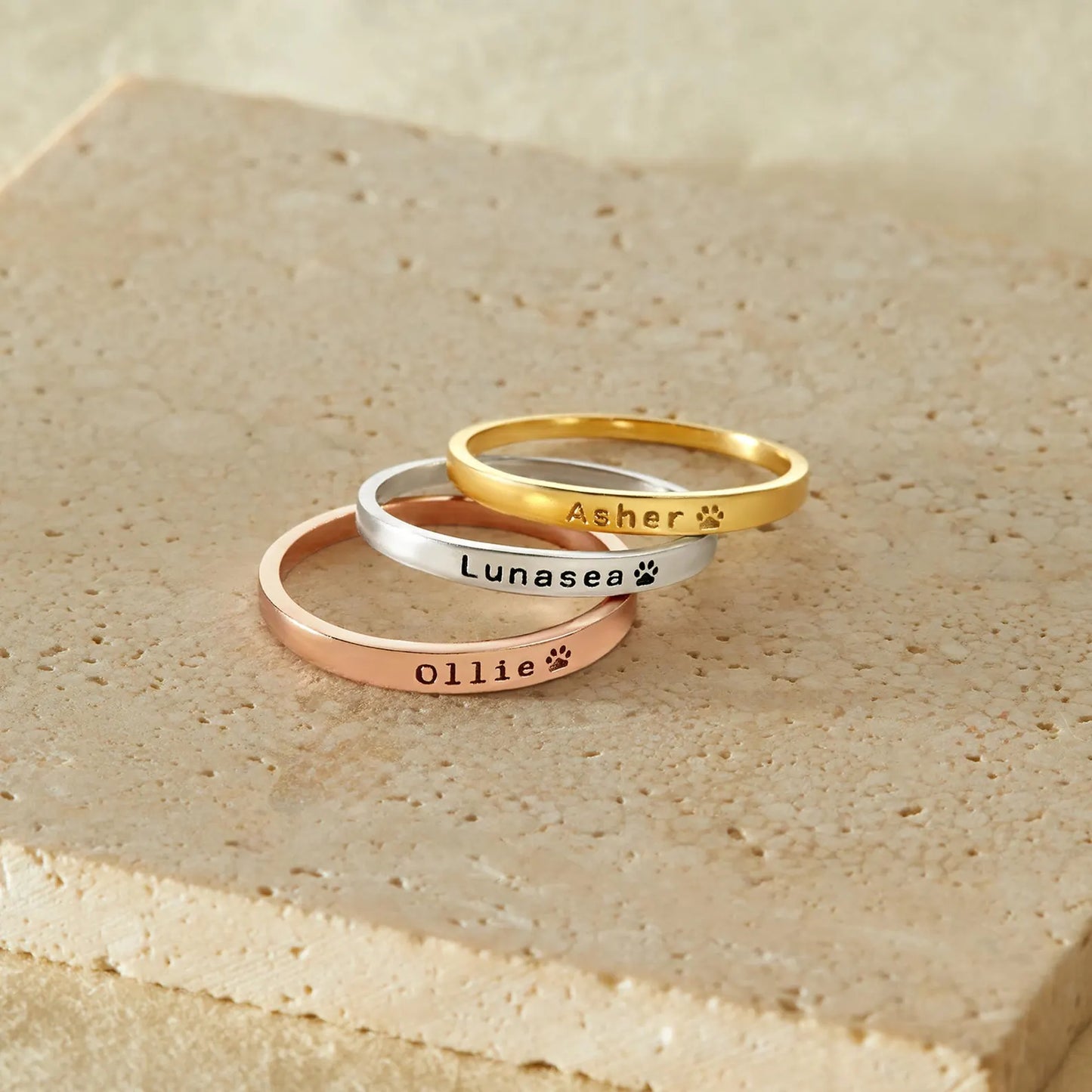 Anillo personalizado con nombre de mascota